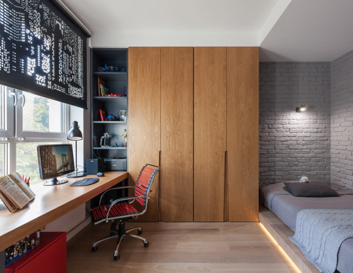 wooden wardrobe in the interior of the nursery