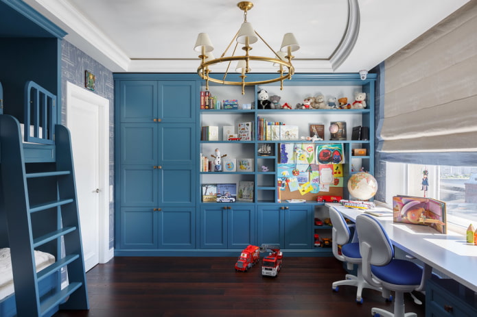blue wardrobe in the interior of the nursery