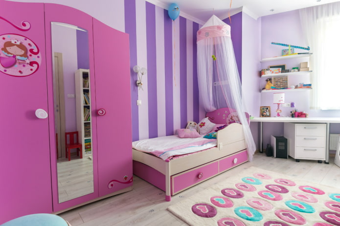 pink wardrobe in a children's room
