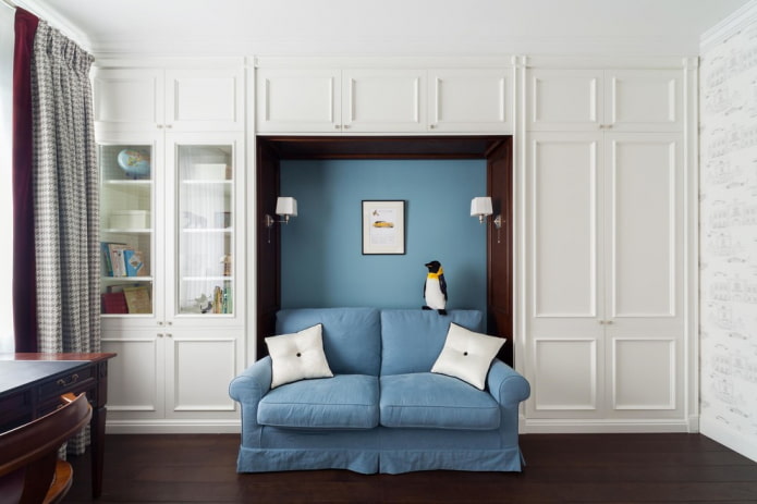 wardrobe with glass in the interior of the nursery