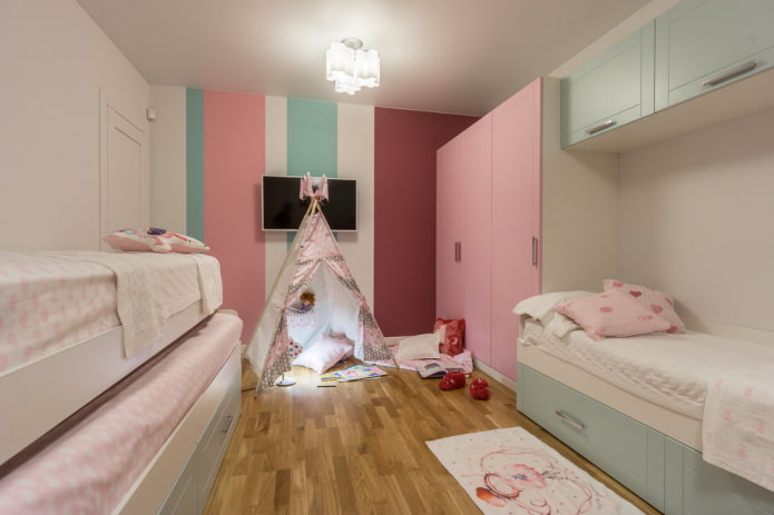 wardrobe in the interior of a children's room for girls