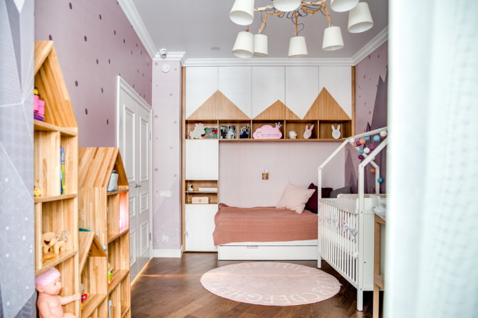 cabinet in the interior of a children's room in a Scandinavian style