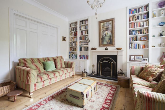 bookcases in the interior of the hall