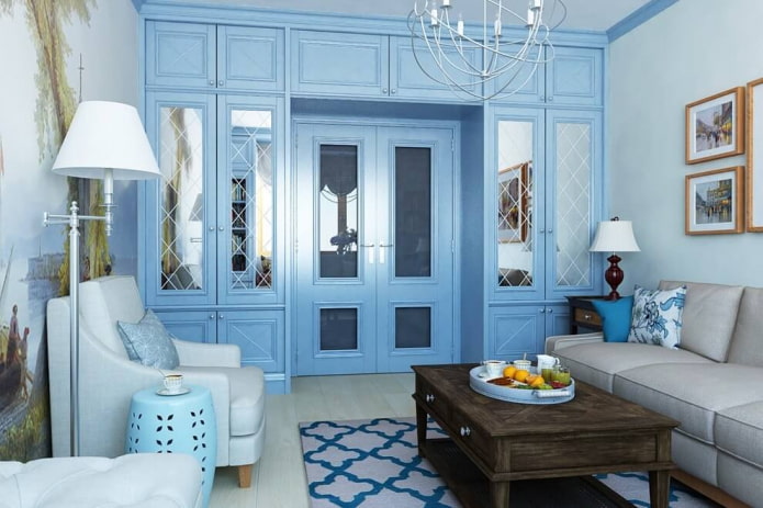 color scheme of cabinets in the interior of the hall