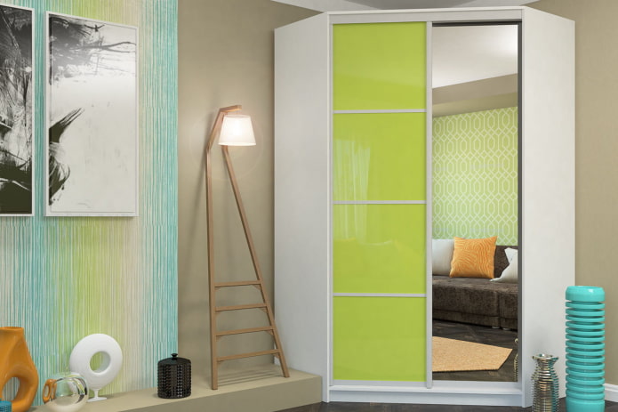 corner wardrobe in the living room interior