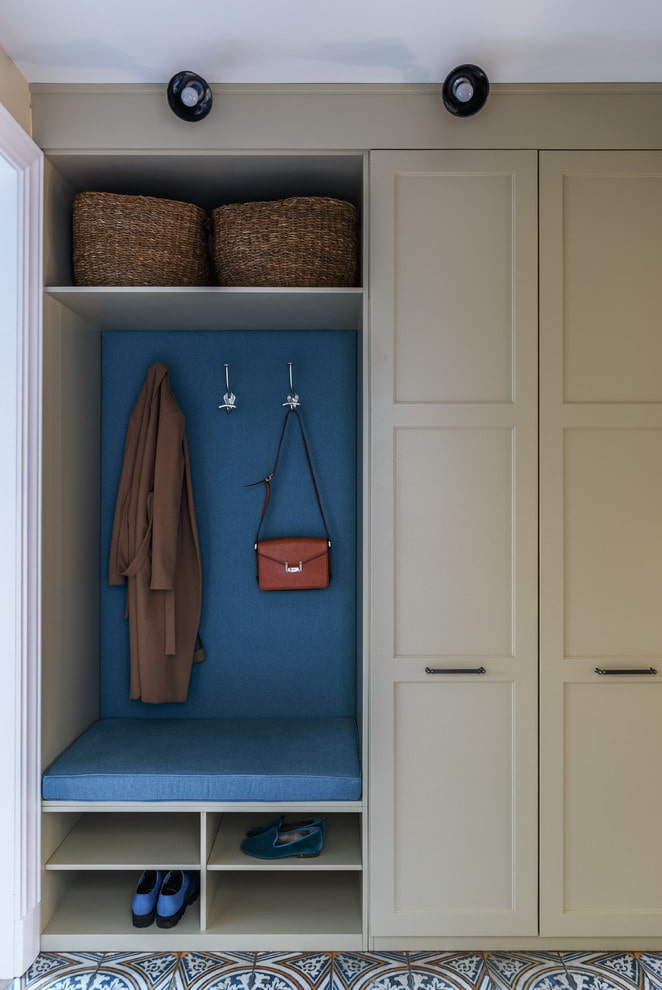 combined wardrobe in the interior of the hallway