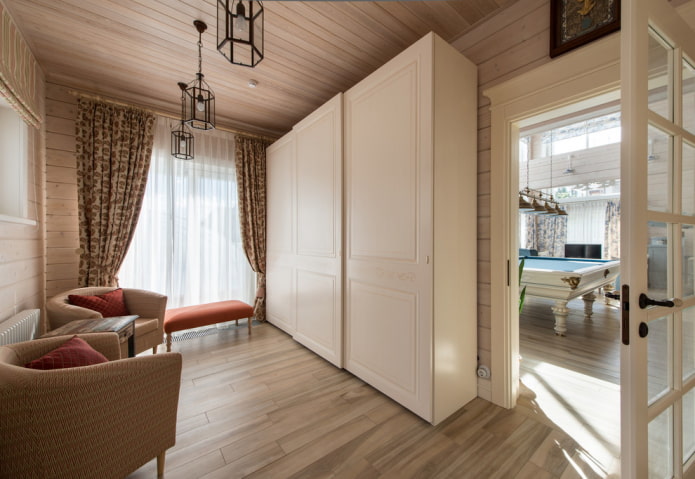 wardrobe in the interior of the hallway in the Provence style