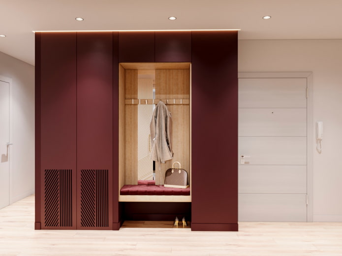 combined wardrobe in the interior of the hallway