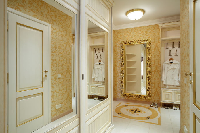 wardrobe in the interior of the hallway in a classic style