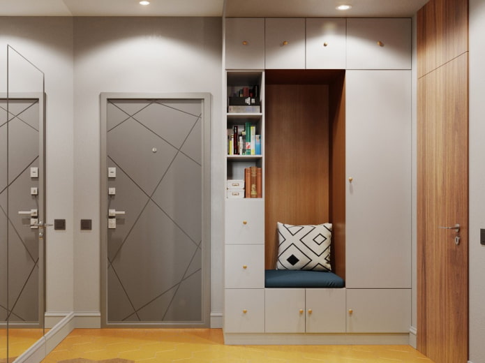 combined wardrobe in the interior of the hallway