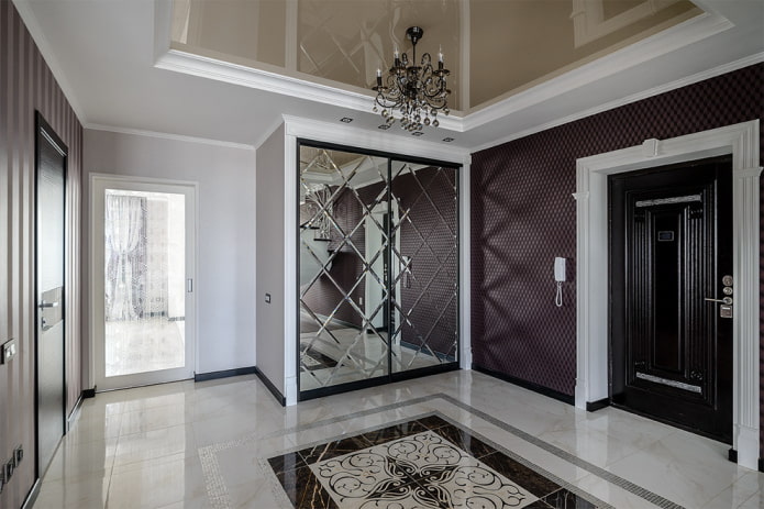 wardrobe in the interior of the hallway in a classic style
