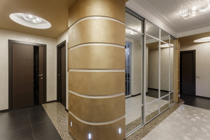 wardrobe with beveled corners in the hallway interior