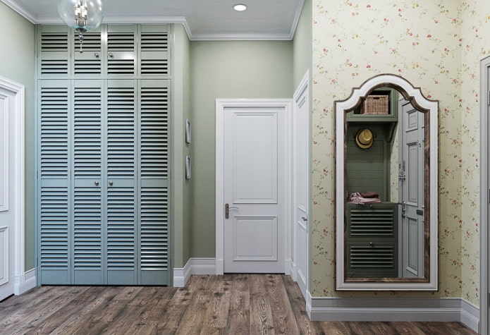 wardrobe in the interior of the hallway in the Provence style