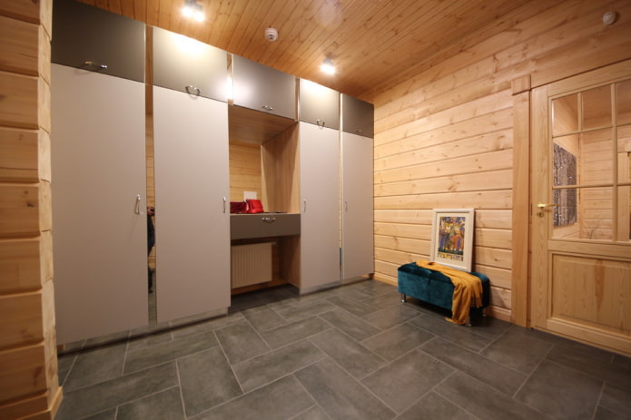 combined wardrobe in the interior of the hallway