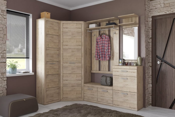 corner wardrobe in the hallway interior