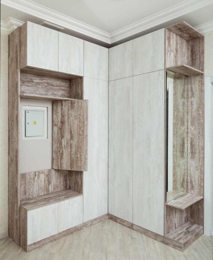 L-shaped wardrobe in the hallway interior