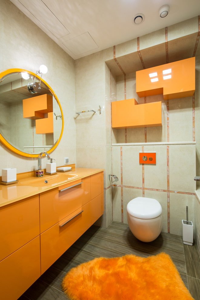wall cabinet in the toilet interior