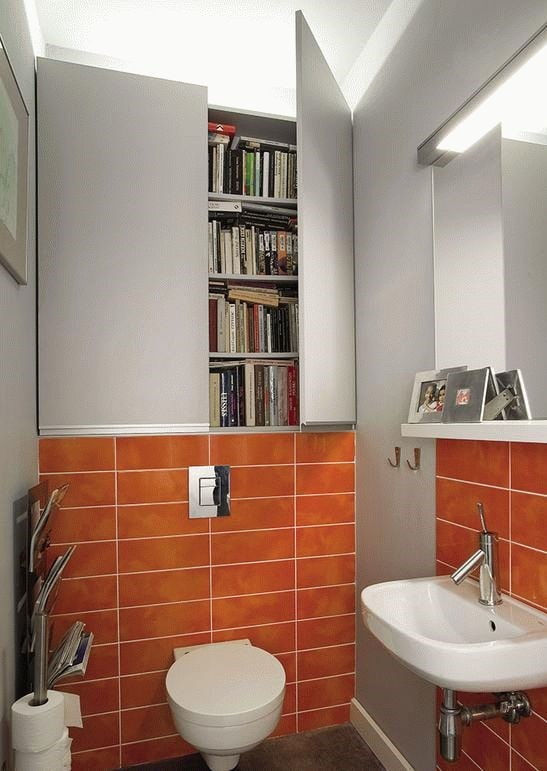 wardrobe with doors in the toilet interior