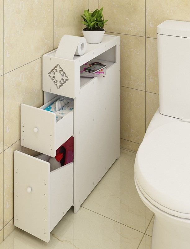 side cabinet in the toilet interior