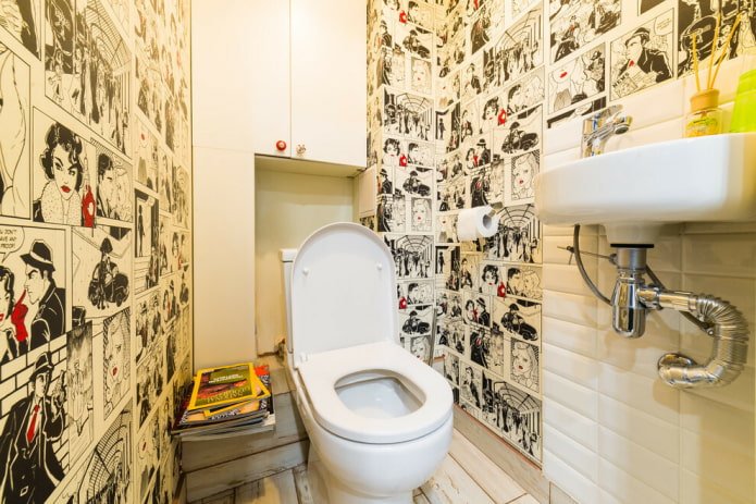 cabinet behind the toilet in the toilet interior
