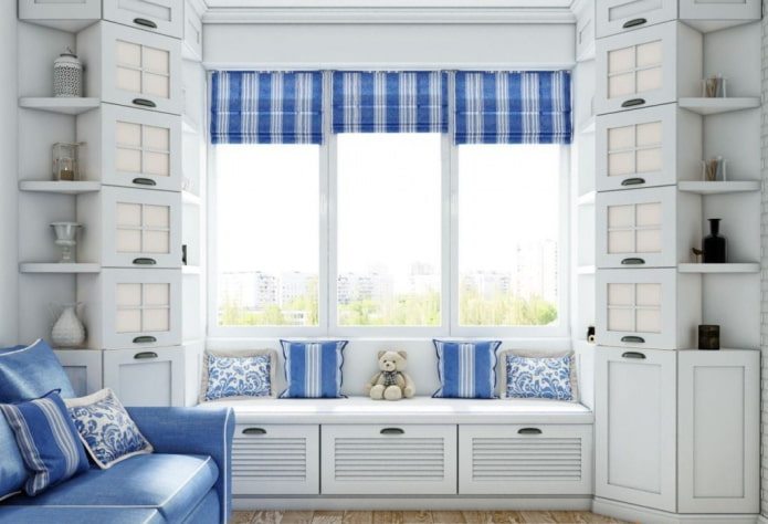 corner cabinets near the window in the interior