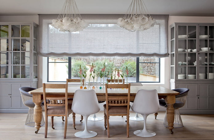 cabinets near the window in the dining room interior