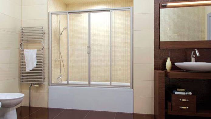 Glass sliding partition for the bathroom