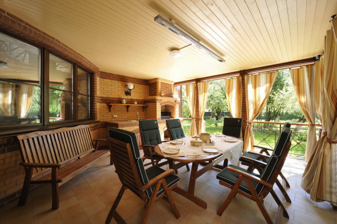 veranda decorated with classic curtains