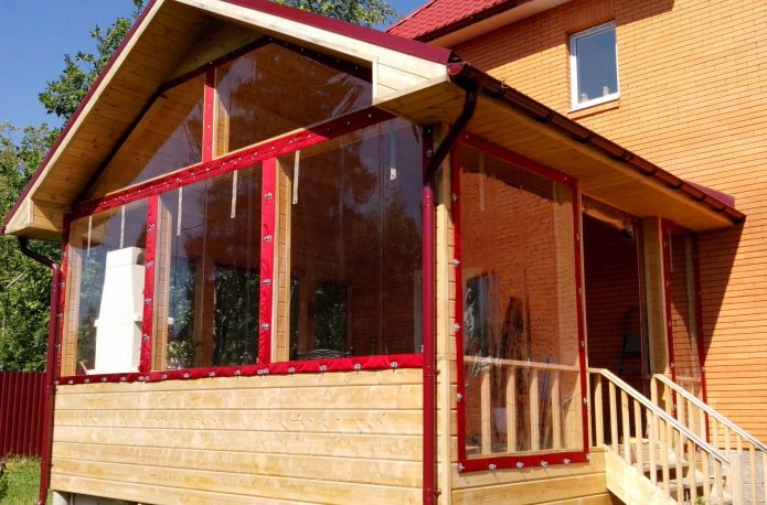 PVC plastic sheets on the veranda