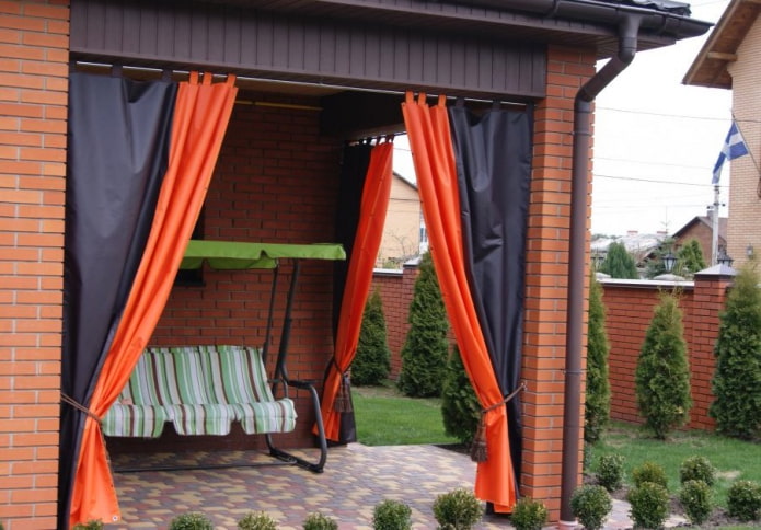 canvas curtains on the terrace