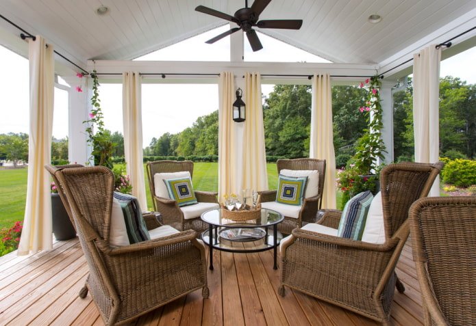 fabric curtains on the terrace