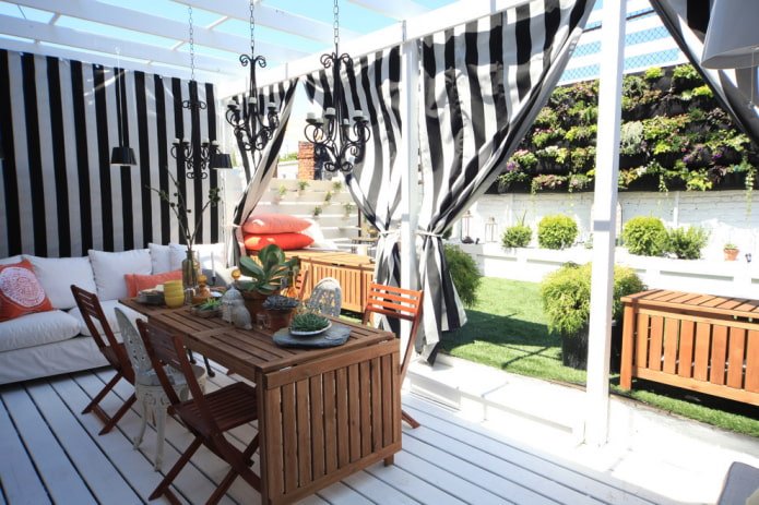 fabric curtains on the terrace