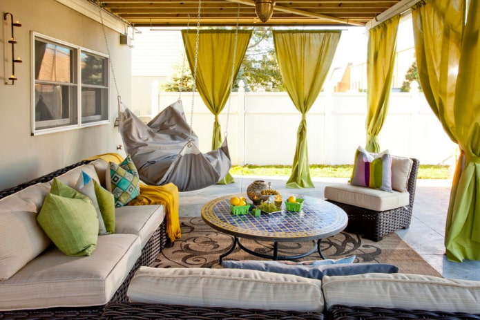 fabric curtains on the terrace