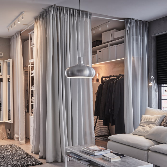 wardrobe with ikea curtains