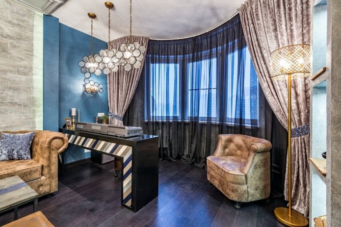 Velvet curtains and organza