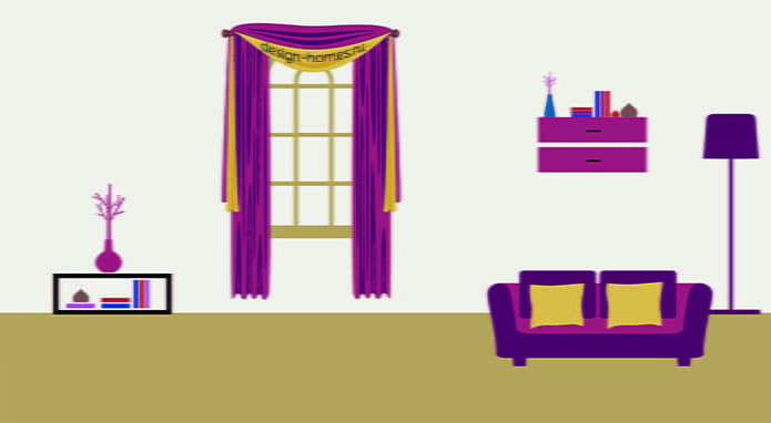curtains for an arched window: above the arched bend