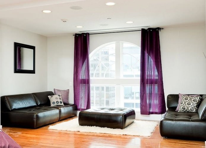 living room with an arch