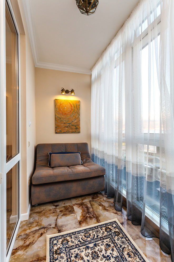 curtains in the interior of the loggia
