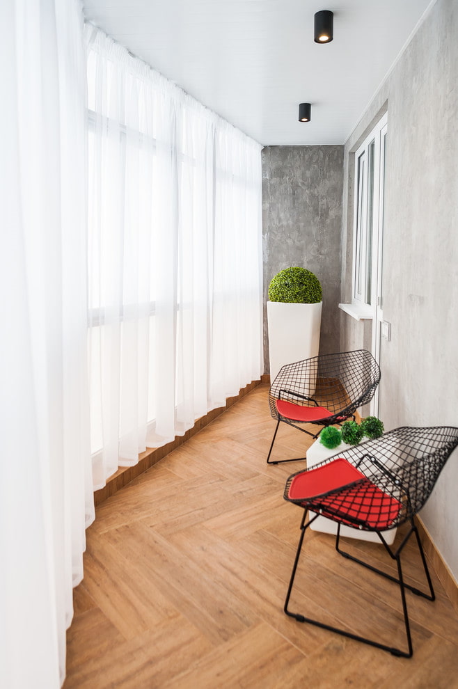 curtains in the interior of the loggia
