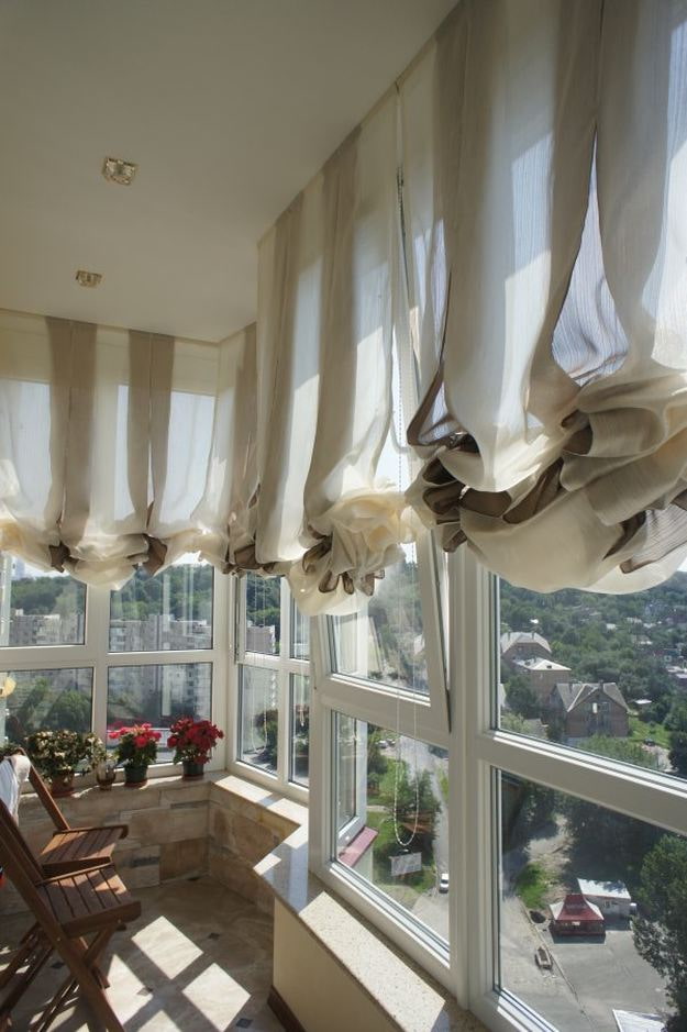 short curtains on the loggia