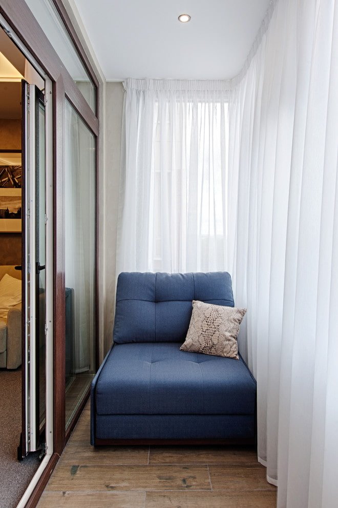 curtains on tape in the interior of the loggia