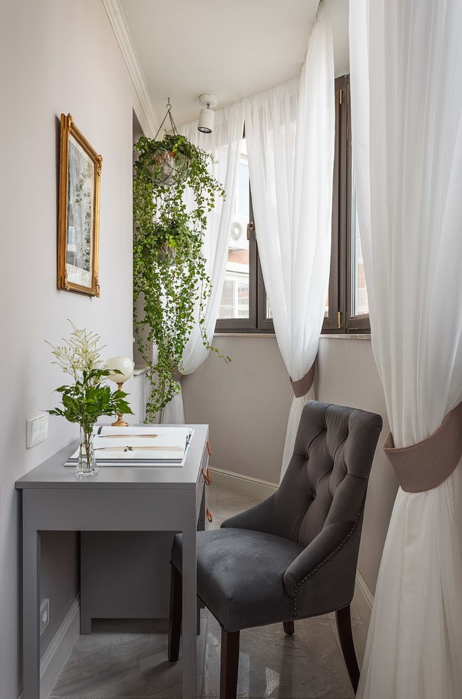 workplace on the balcony