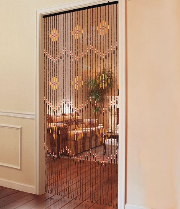curtains-pendants on the door in the interior