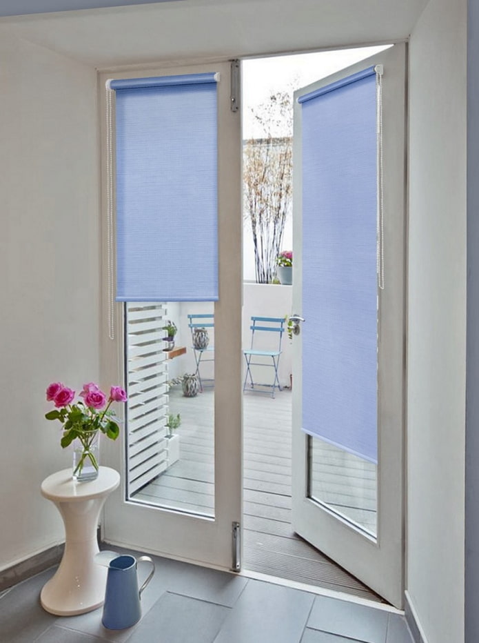 roller blinds on the door in the interior