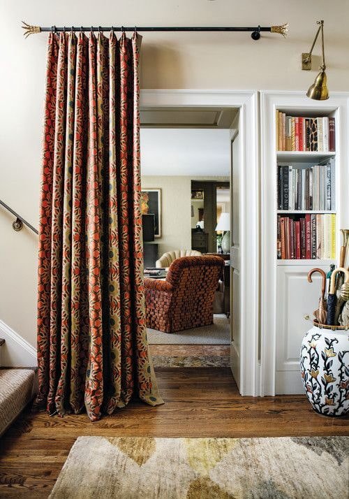 curtains on the door in the interior