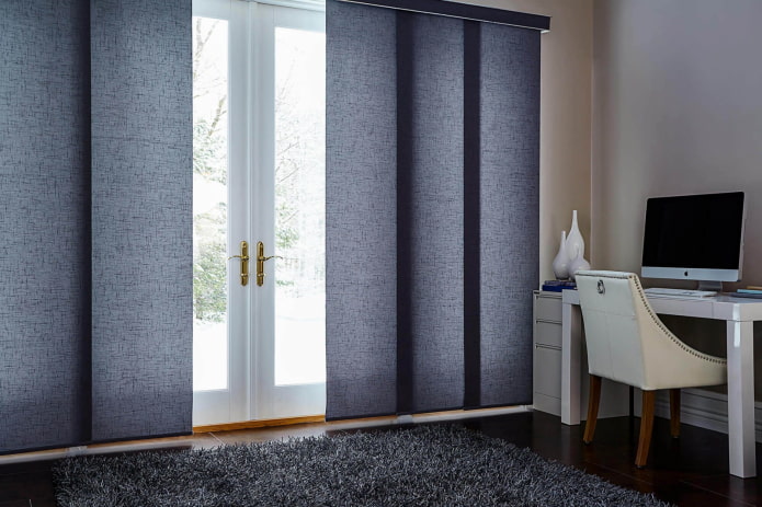 Japanese curtains on the door in the interior