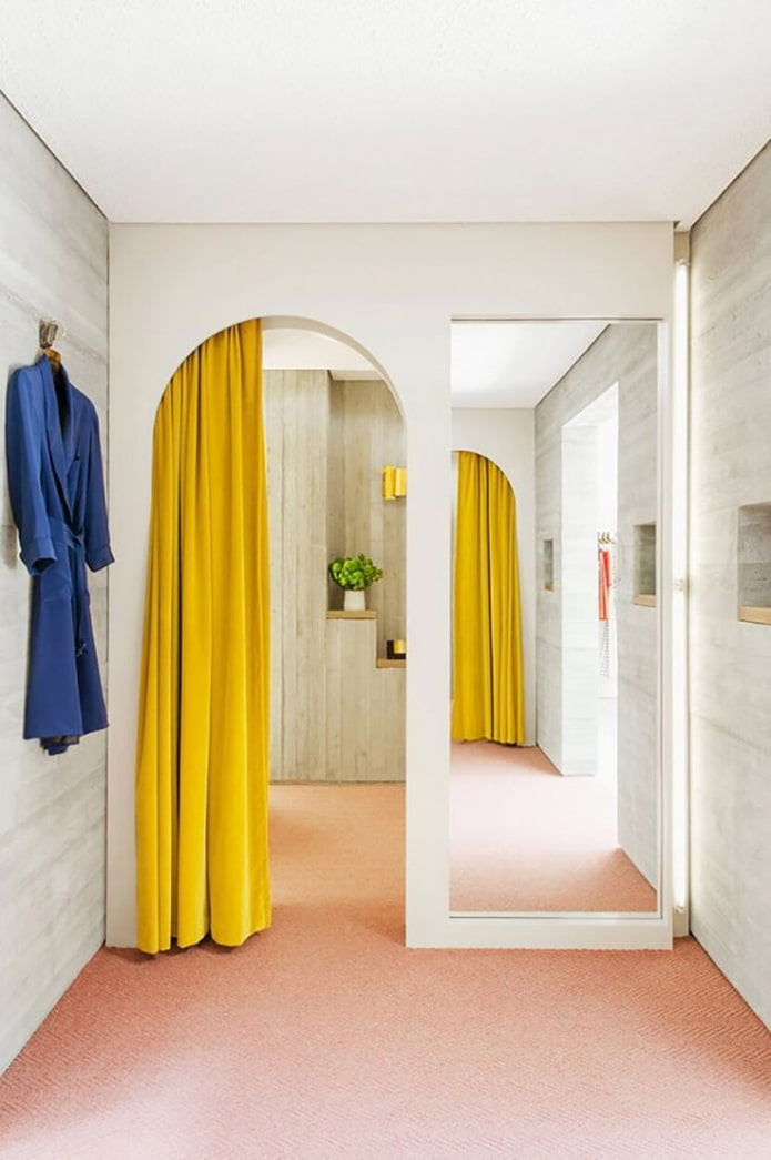 curtains on the door in the interior