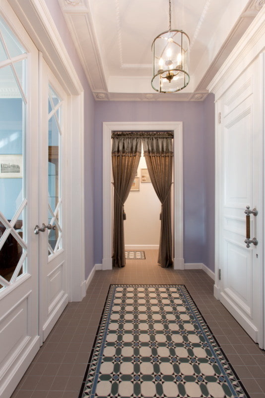 curtains on the door in the interior of the corridor
