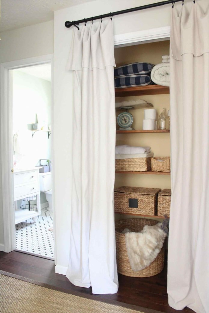 curtains on the door in the pantry interior
