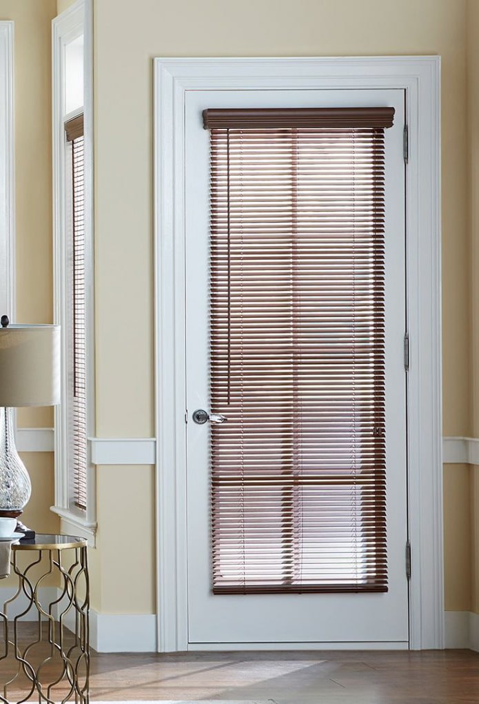 wooden blinds on the door in the interior